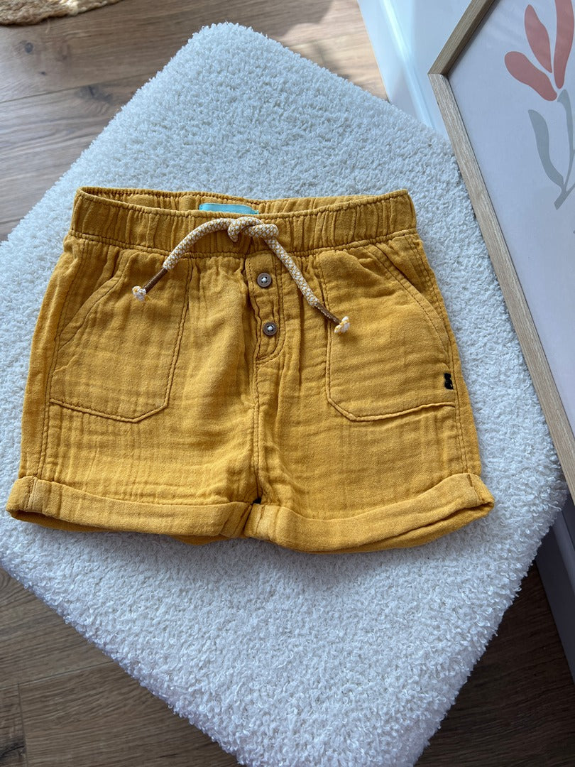 Short Obaïbi garçon jaune moutarde 9 mois été gaz de coton