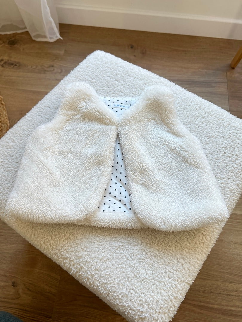 Gilet sans manches fille Bout'chou blanc hiver 6 mois