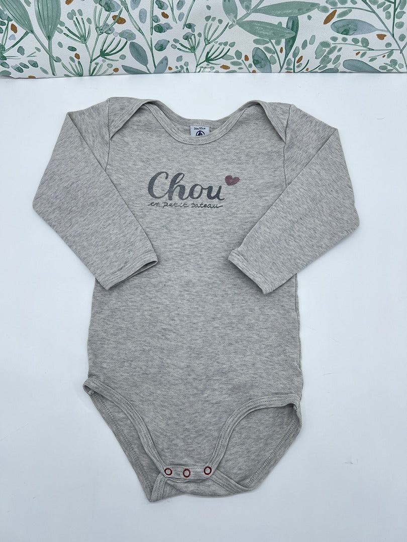 Body manches longues col Us mixte Petit Bateau - 3 ans - Gris - Garçon ou fille