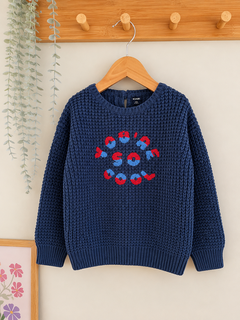 Pull bleu en maille Kiabi 3 ans garçon hiver manches longues