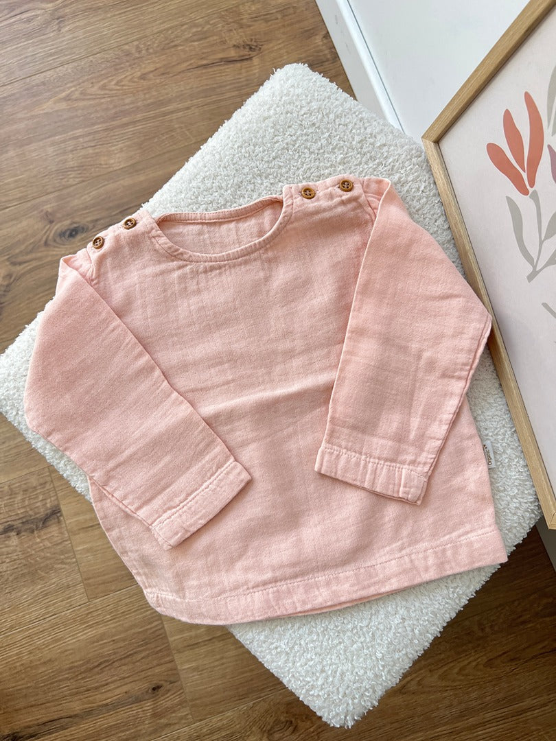 Blouse Poudre Organic 12 mois rose fille mi-saison manches longues