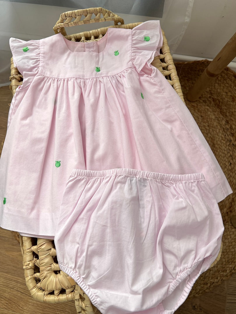Ensemble robe + culotte bloomer été fille Jacadi - 6 mois - Rose