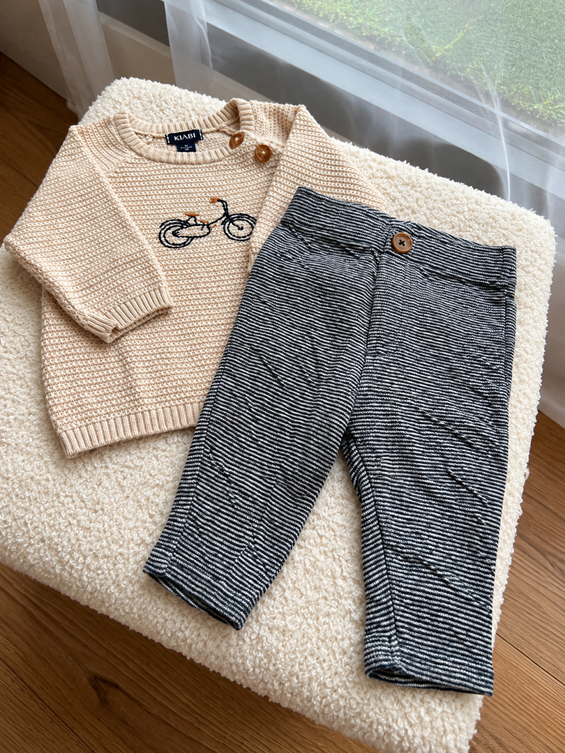 Ensemble pull et pantalon garçon Kiabi beige 1 mois mi-saison