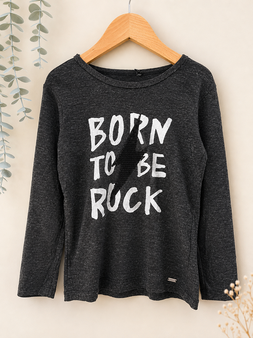 T-shirt manches longues fille Ikks 4 ans gris rock mi-saison