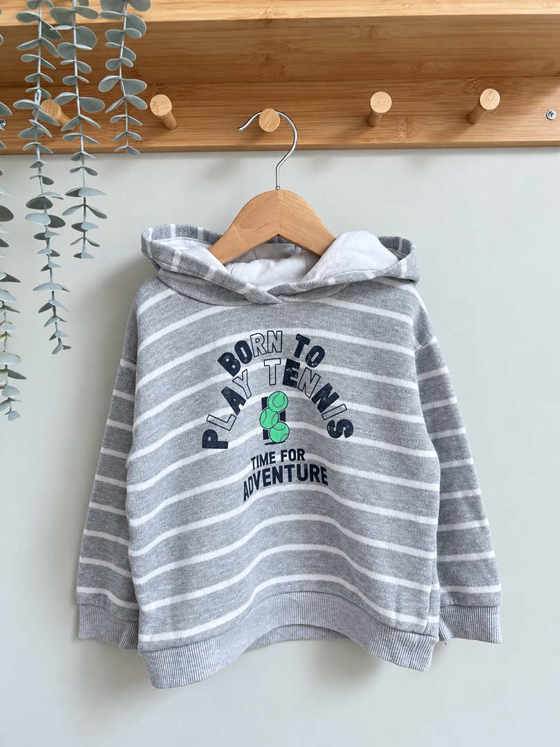 Pull sweat à capuche gris rayé garçon 4 ans hiver manches longues Kiabi