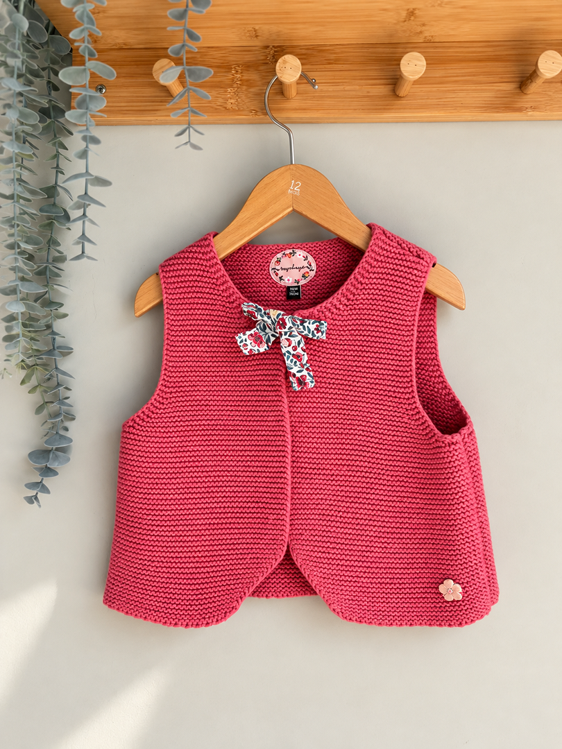 Gilet sans manches rose fille Sergent Major 4 ans maille