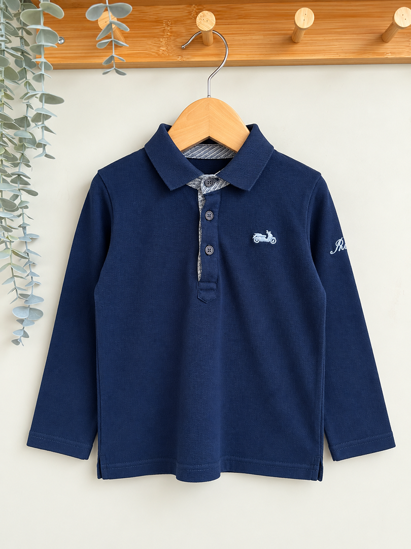 Polo Ikks Garçon Manches Longues Marine 3 Ans