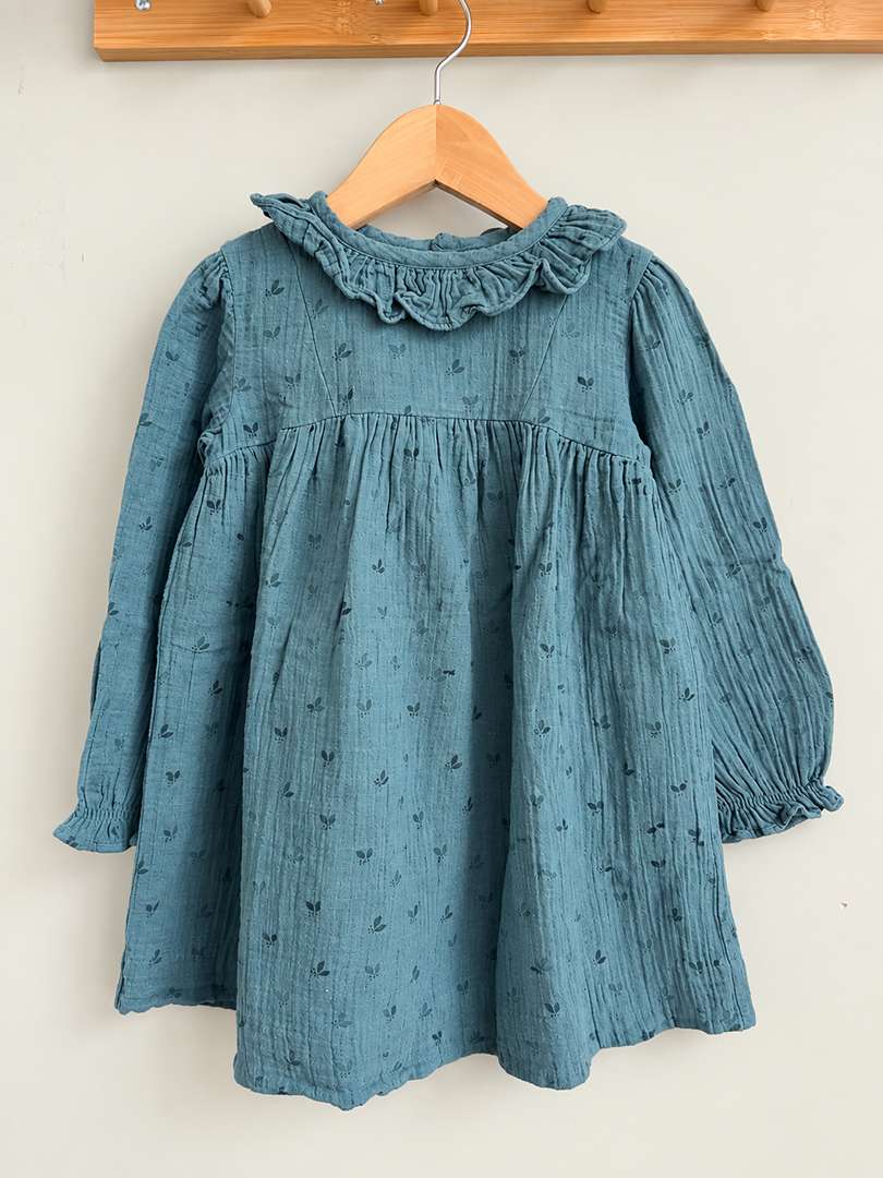 Robe fille Gocco vert 3 ans mi-saison manches longues