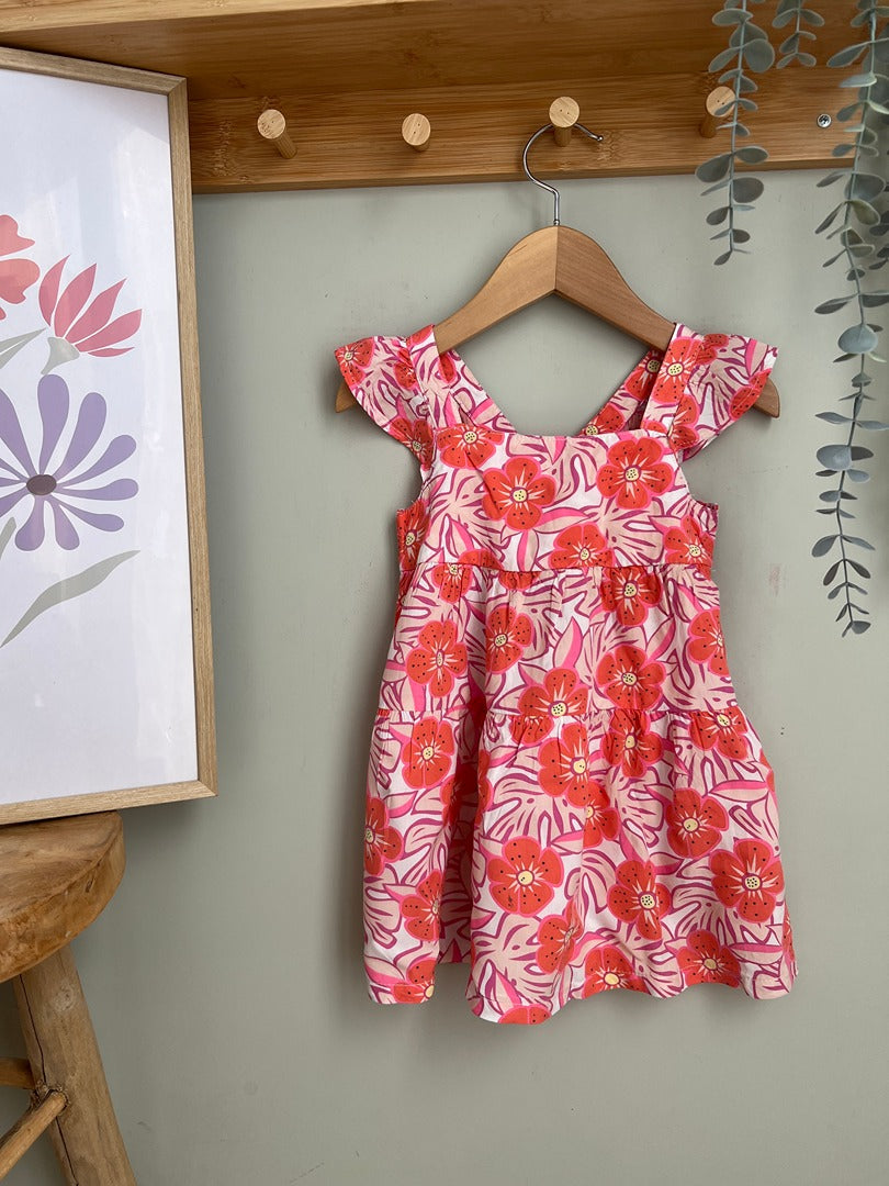 Robe à bretelles été fille Dpam Du Pareil au même - 2 ans - Rose fleuri