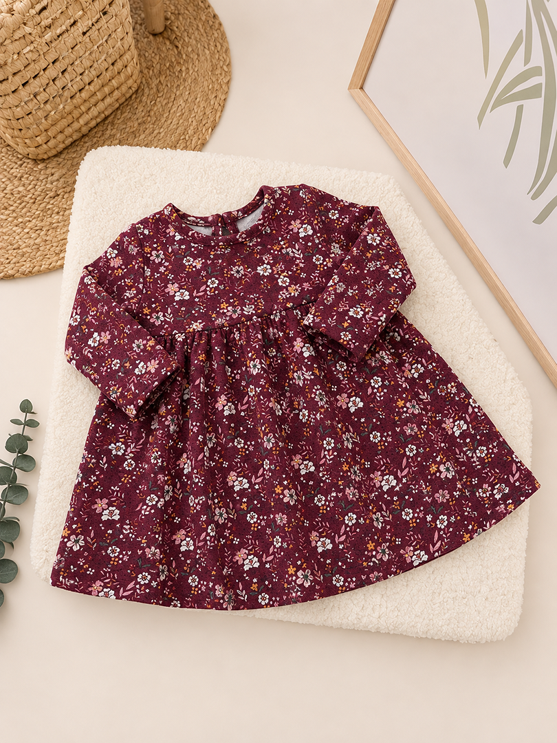 Robe Fille 6 Mois Bordeaux fleurie Primark Hiver