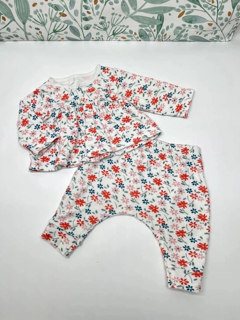 Ensemble fleuri gilet + pantalon fille - Petit Bateau 3 mois