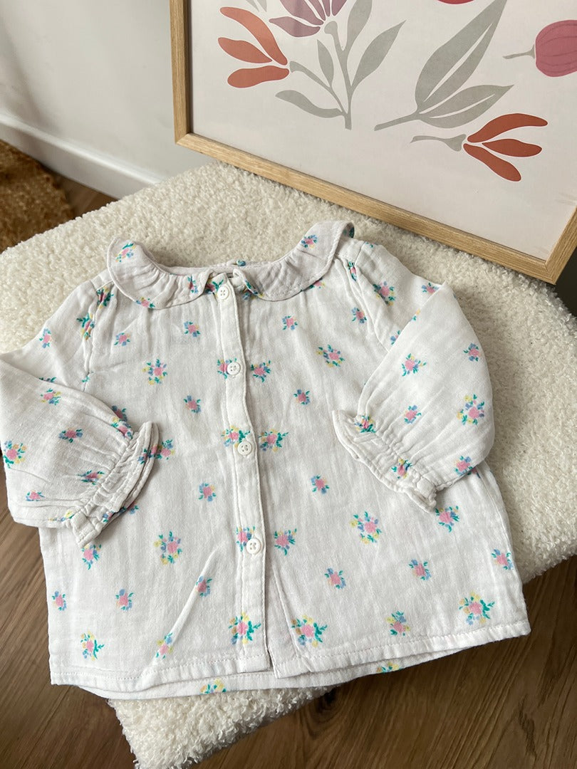Blouse Gaz de coton fille Cyrillus - 6 mois - Blanc