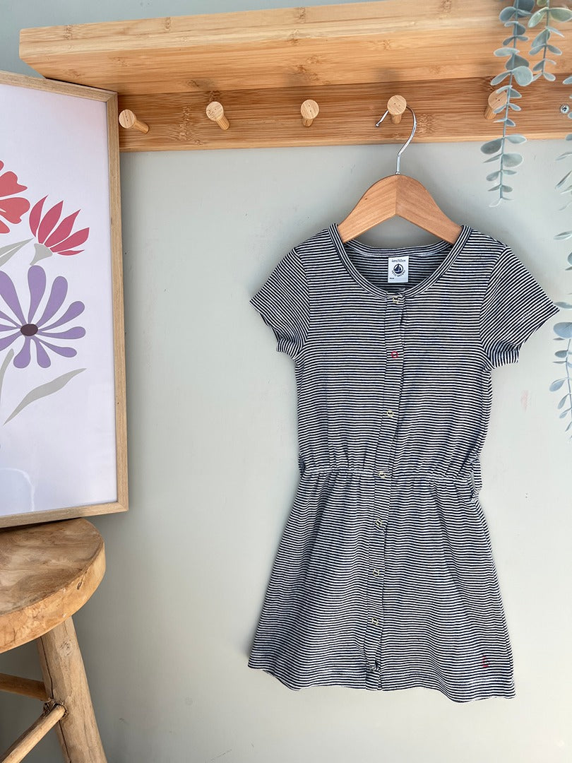 Robe marinière à rayures manches courtes été fille Petit Bateau - 4 ans - blanc bleu
