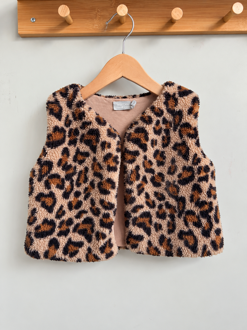 Gilet sans manches moumoute sherpa fille Bout'chou 3 ans léopard hiver