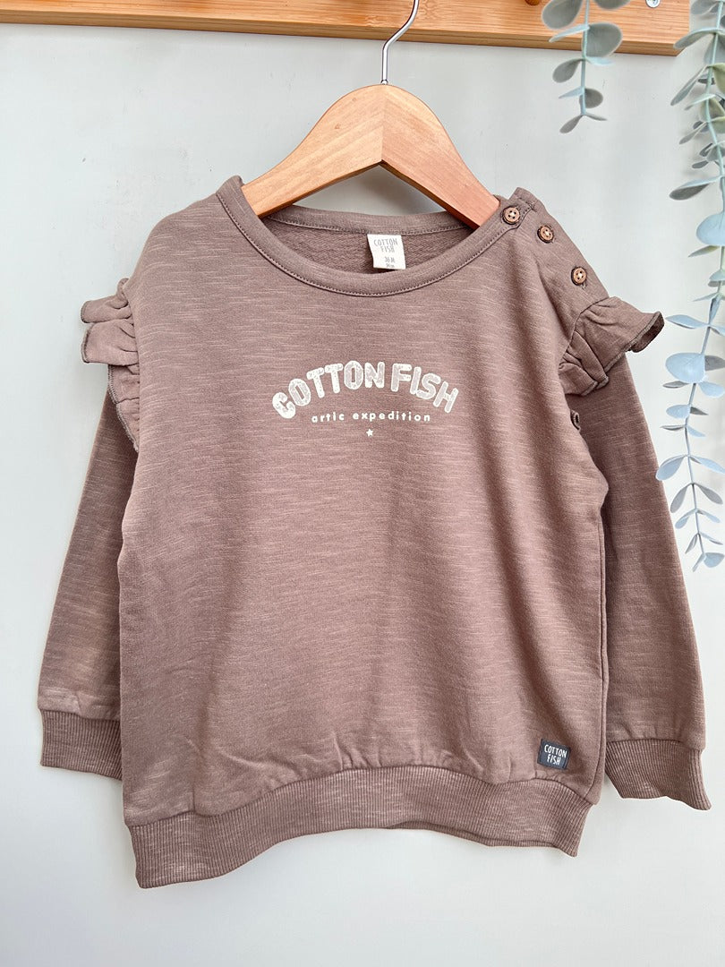 Sweat pull léger fille Cotton Fish - 3 ans - Marron/beige
