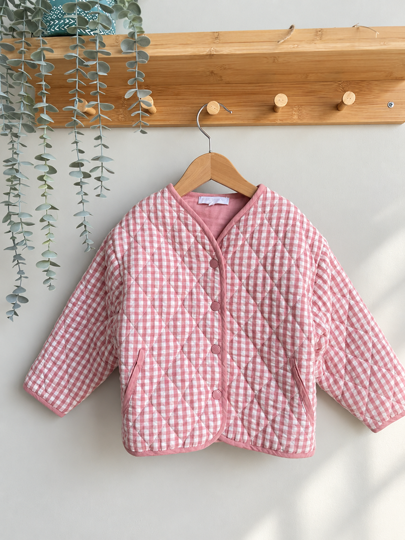 Veste matelassée vichy rose carreaux Cadet Roussel fille mi-saison manches longues 4 ans