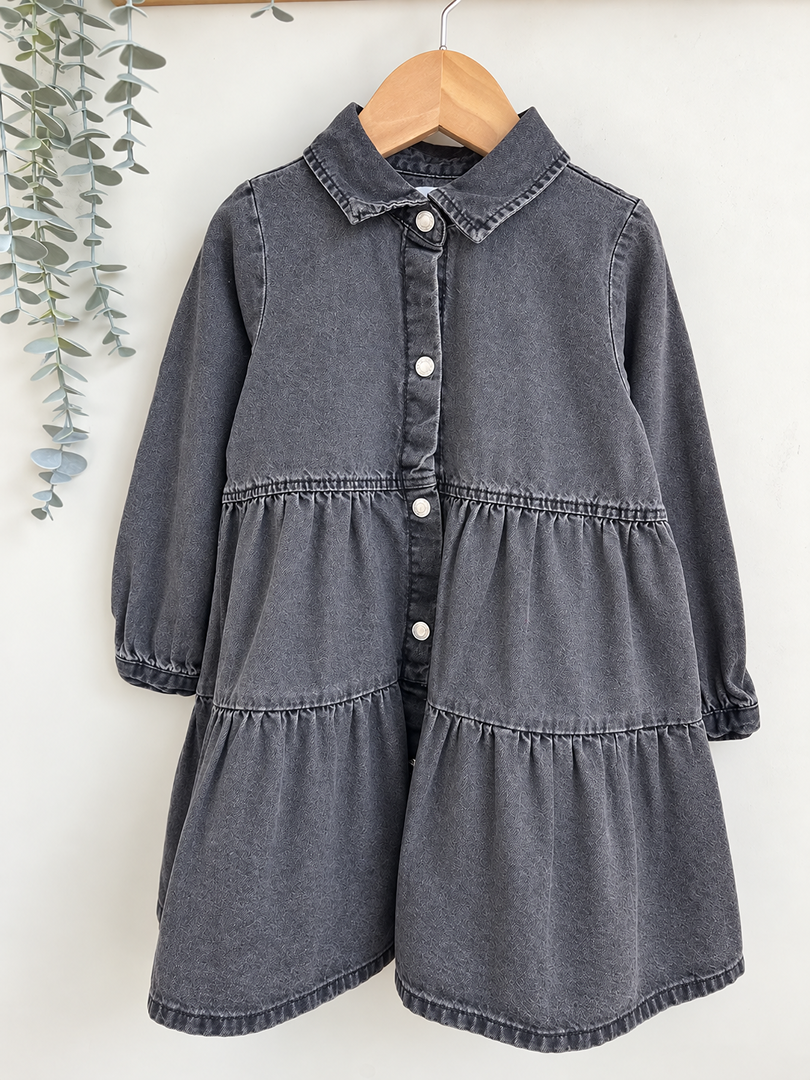 Robe chemise en jean Zara fille grise manches longues 3 ans mi-saison
