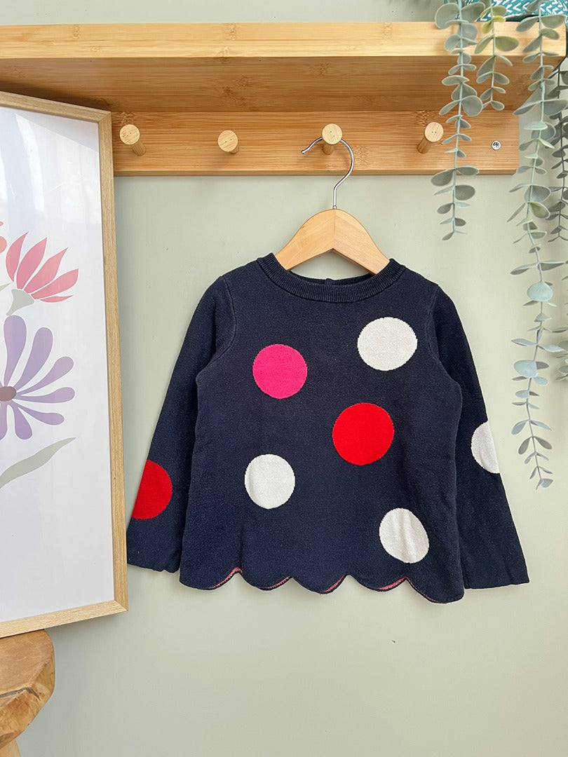Pull Jacadi fille 3 ans mi-saison/hiver manches longues à pois