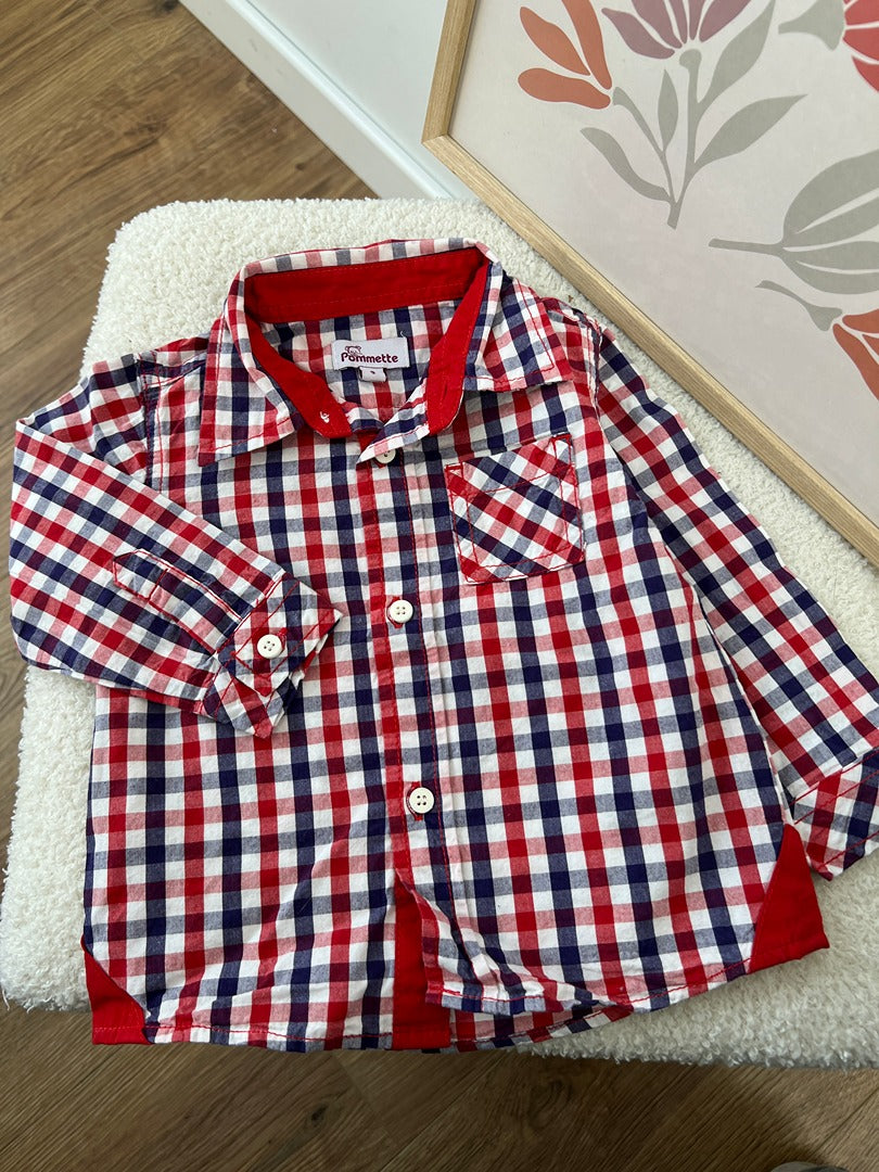 Chemise à carreaux garçon Pommette - 9 mois - Rouge bleu blanc