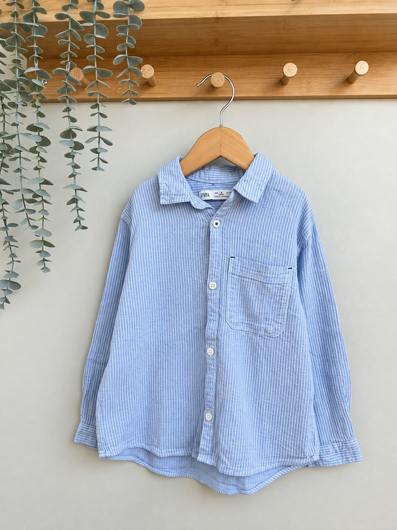 Chemise à rayures garçon Zara bleu clair manches longues 6 ans