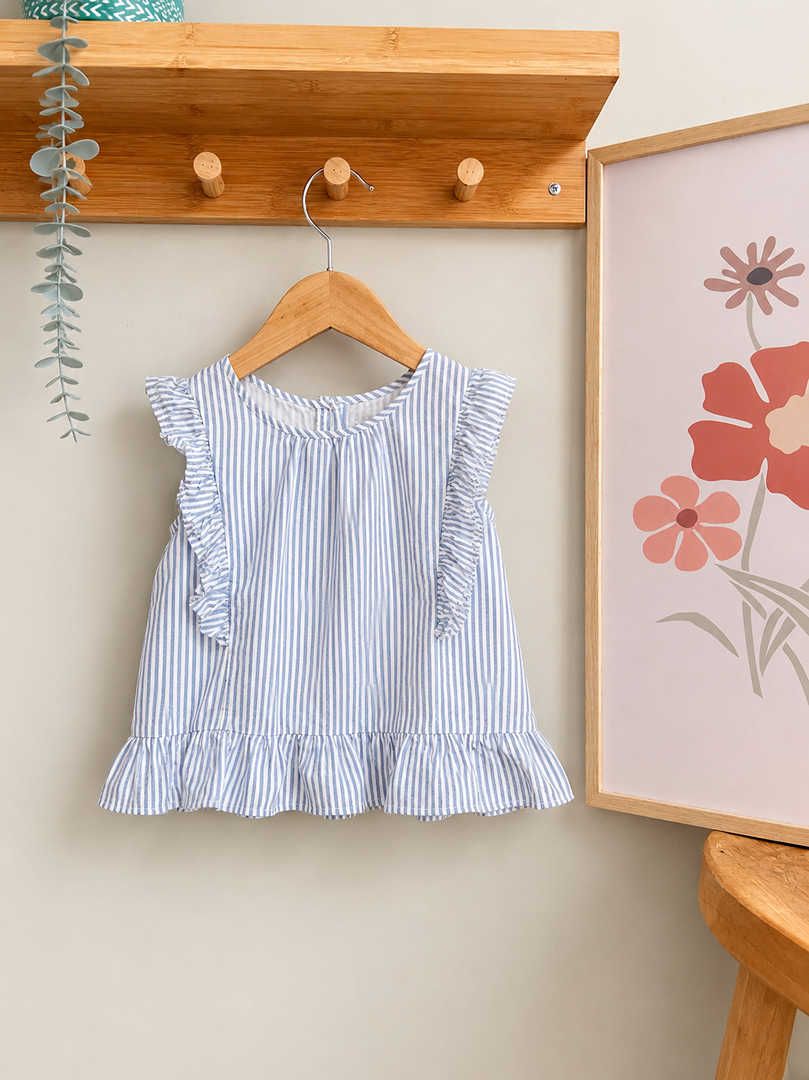 Top sans manches Zara fille 5 ans bleu rayé style été