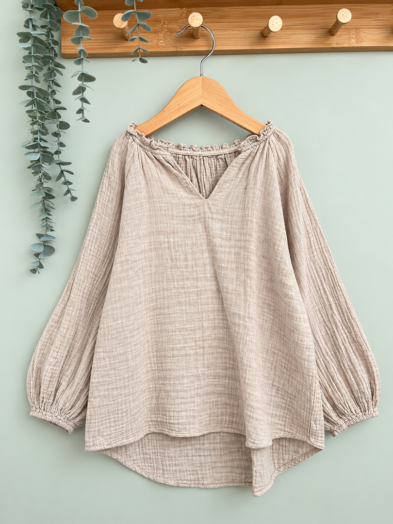 Blouse Zara fille mi-saison beige manches longues 8 ans / 128cm