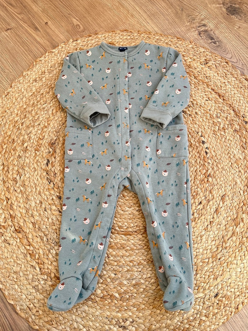 Pyjama 1 pièce combinaison garçon vert Kiabi 18 mois molletonné hiver