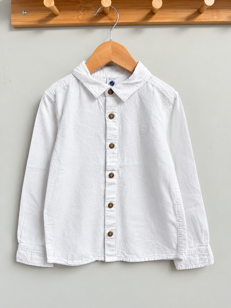 Chemise garçon Petit Bateau blanche mi-saison manches longues 6 ans