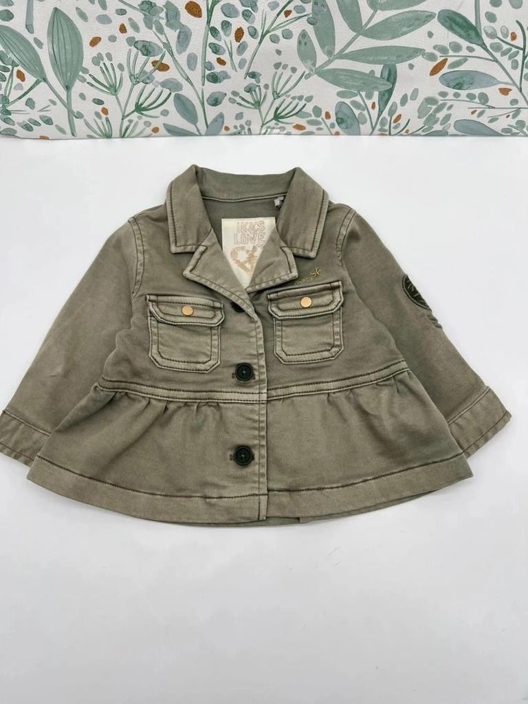 Veste en jean vert kaki fille Ikks 6 mois – Esprit mini aventurière