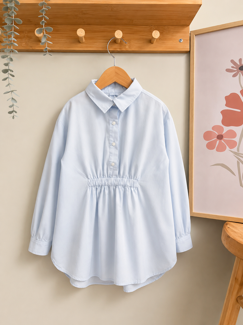 Tunique chemise fille Zara bleu ciel 7 ans manches longues mi-saison tendance