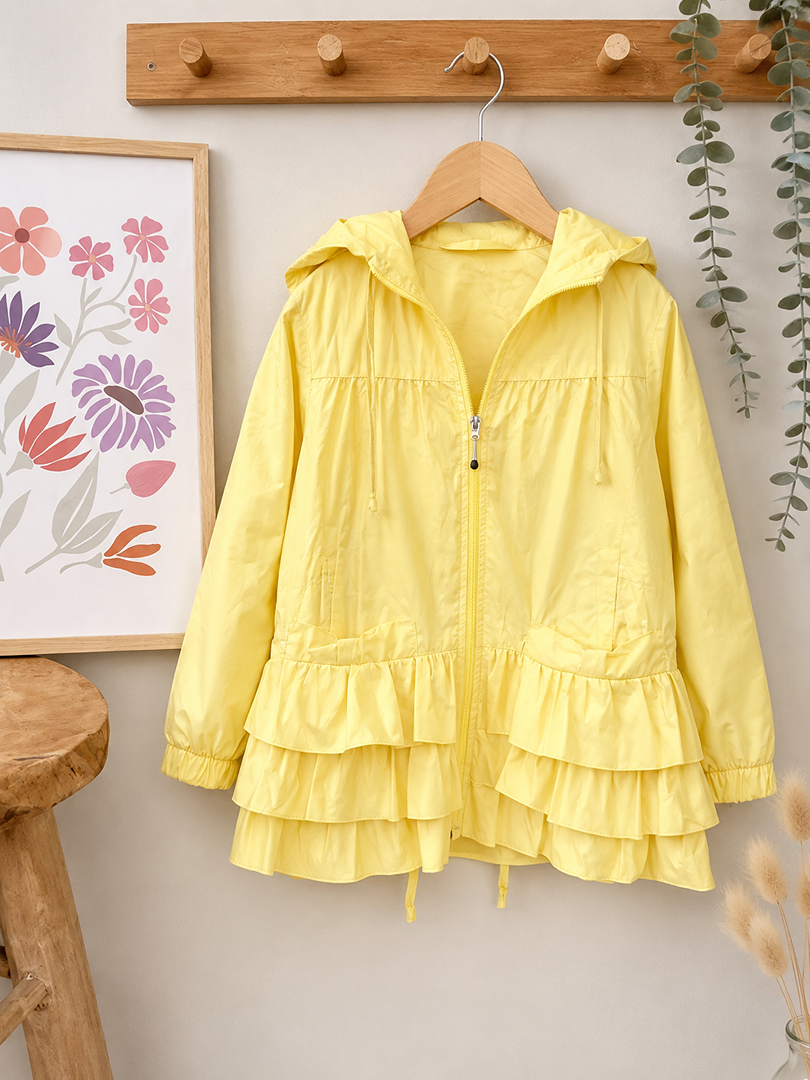 Veste Coupe-vent à capuche Jaune Fille Konik 3 Ans Mi-saison