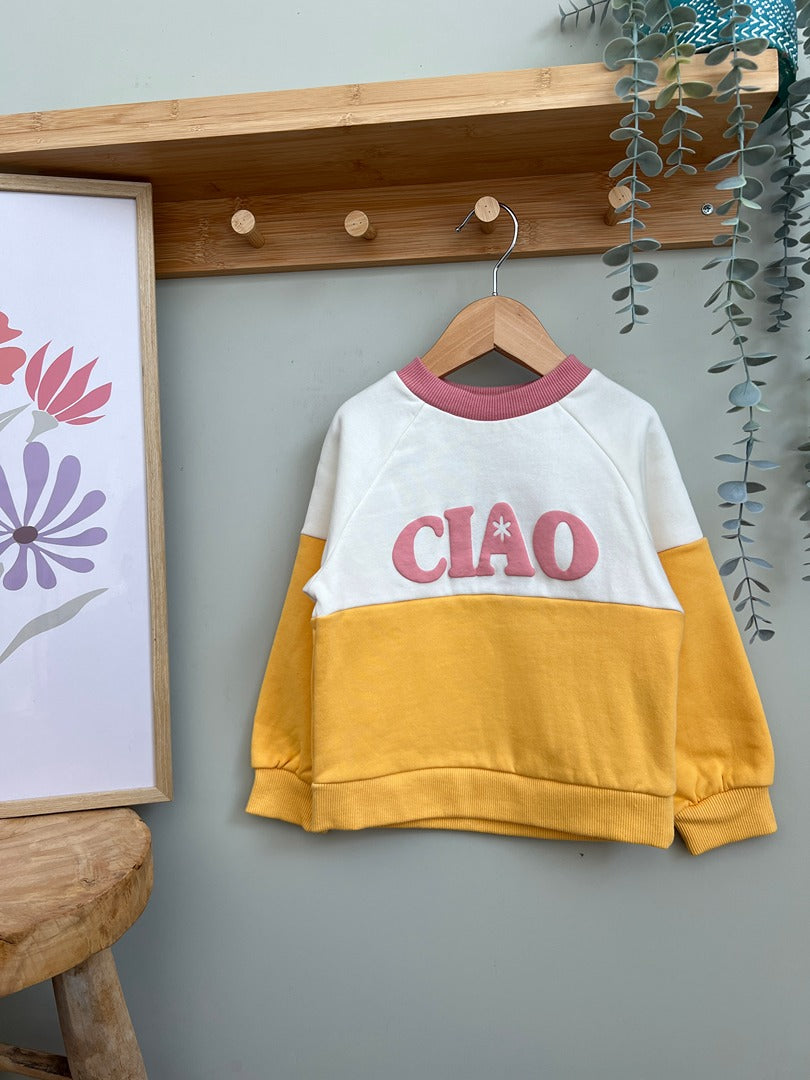 Sweat Lc Kids fille 3 ans jaune mi-saison manches longues