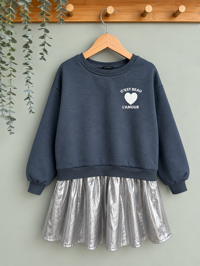 Robe fille Kiabi 8 ans gris hiver manches longues