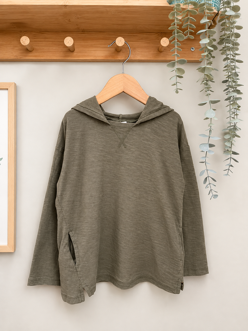 Sweat t-shirt À Capuche Kaki garçon Mi-saison Zara 5 Ans