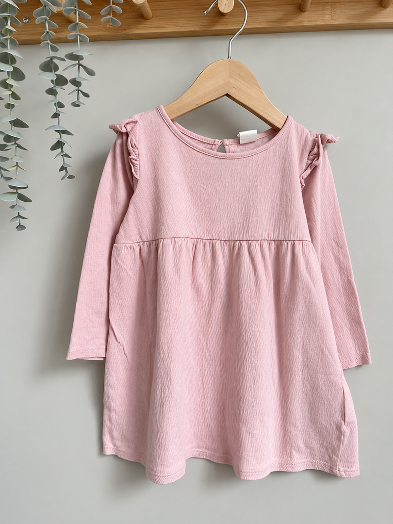 Robe rose H&m fille mi-saison manches longues 2 ans 92 cm