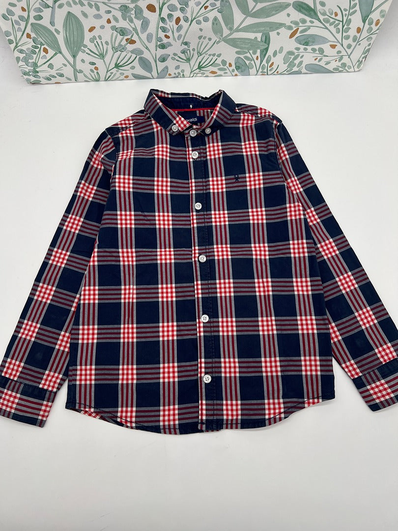 Chemise à carreaux garçon Okaïdi - 6 ans - Bleu marine & rouge