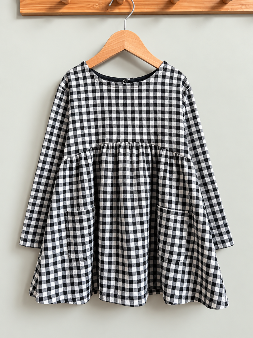 Robe vichy Zara fille 4 ans noir manches longues mi-saison
