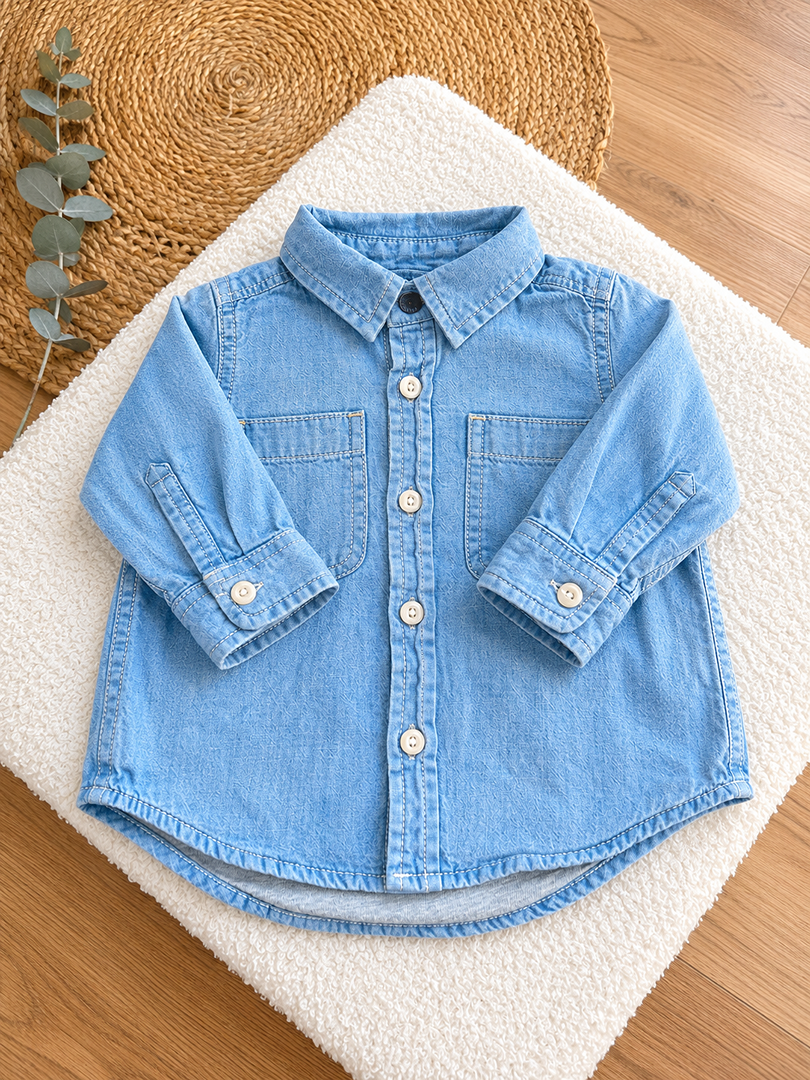 Chemise bleue babygap 6 mois garçon manches longues mi-saison
