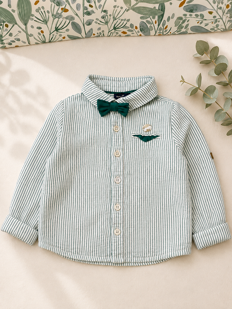 Chemise noeud papillon amovible Garçon Manches Longues 24 Mois Sergent Major Cérémonie