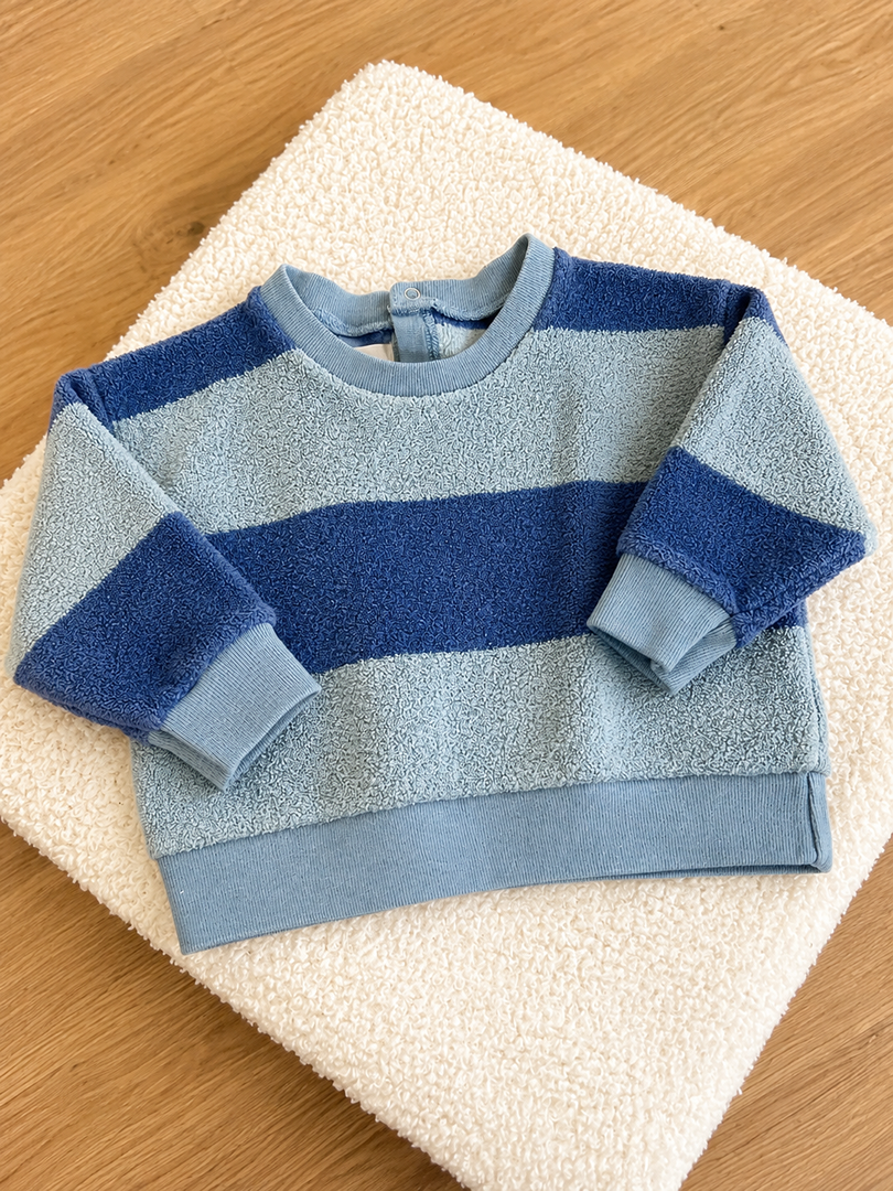 Sweat éponge Petit Bateau 12 mois bleu rayé garçon mi-saison