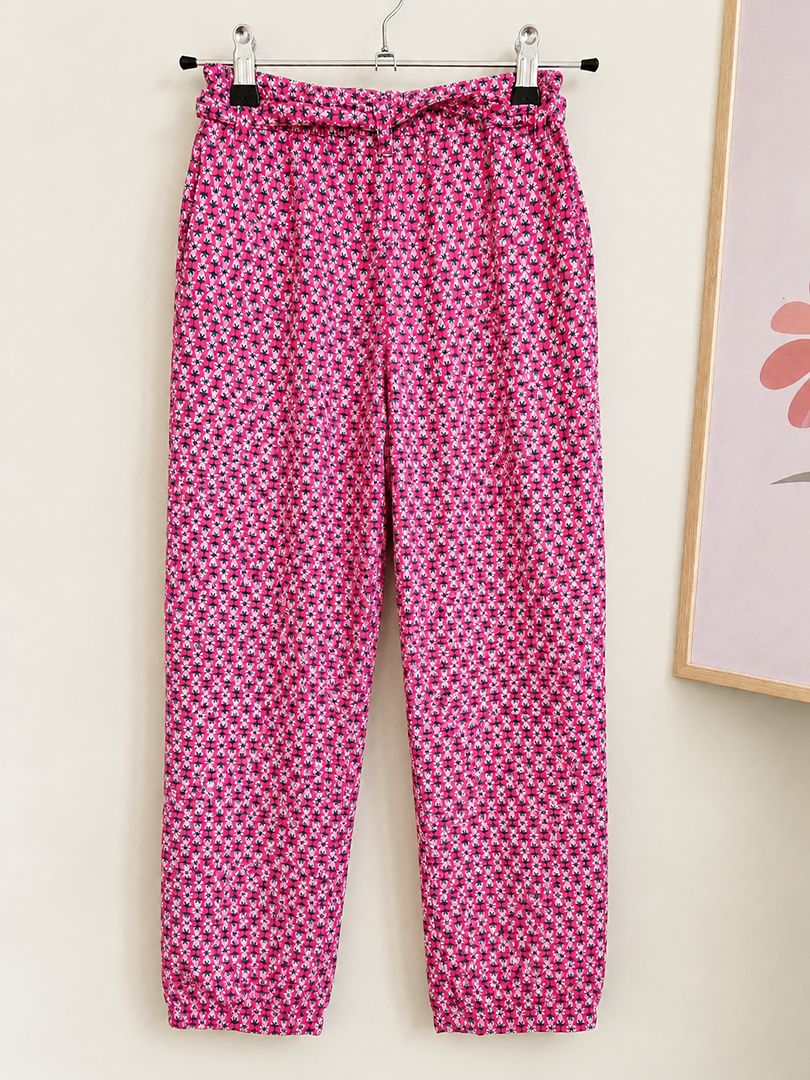 Pantalon fluide rose Okaïdi 7 ans fille floral été