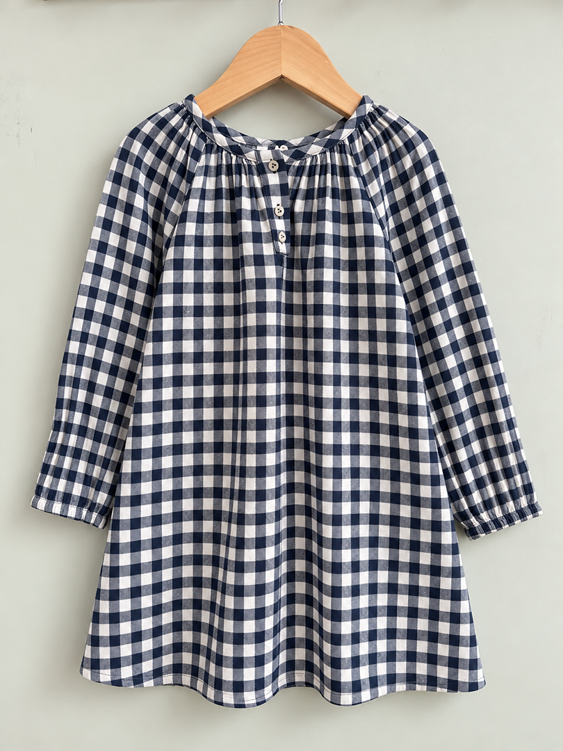 Robe vichy manches longues Cyrillus fille 4 ans mi-saison carreaux