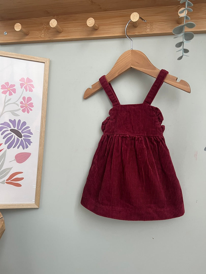 Robe salopette en velours côtelé Kiabi - 3 mois - Bordeaux - fille