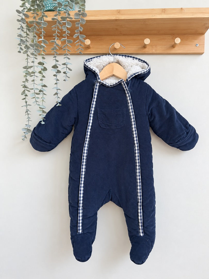 Combinaison pilote Cyrillus bébé garçon bleu hiver 6 mois manches longues velours côtelé