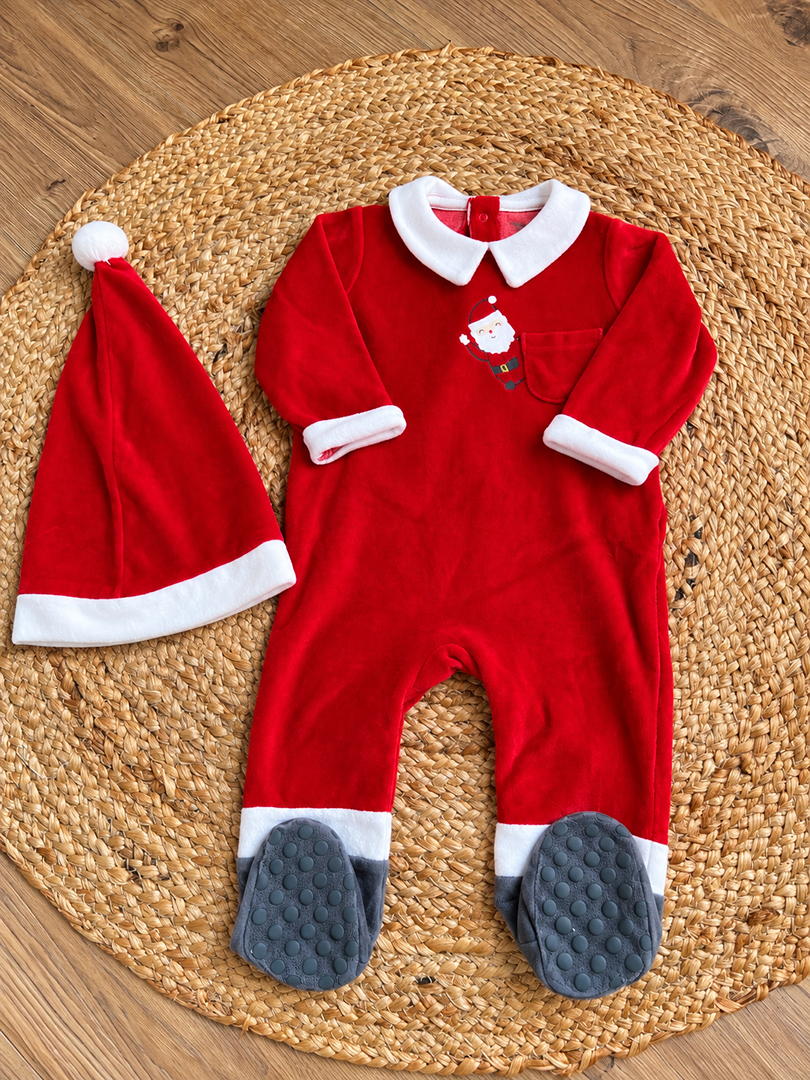 Pyjama 1 pièce velours combinaison bébé garçon Vertbaudet rouge Noël hiver manches longues 12 mois