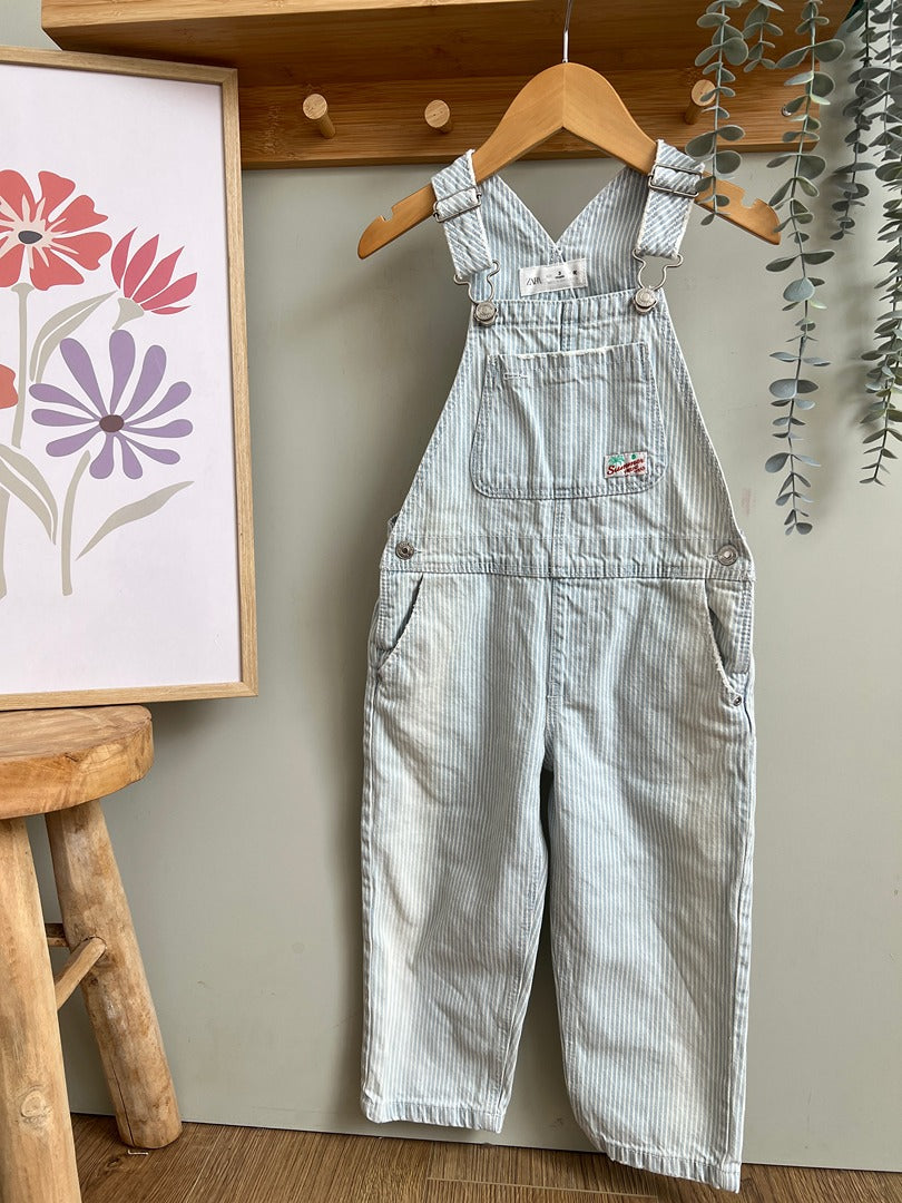 Salopette rayée mixte Zara 3 ans bleue mi-saison fille ou garçon