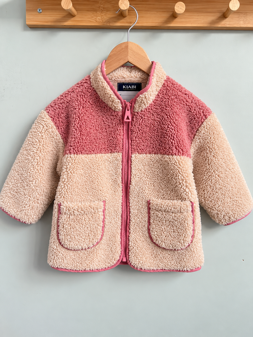 Veste polaire moumoute bicolore fille Kiabi rose 2 ans hiver