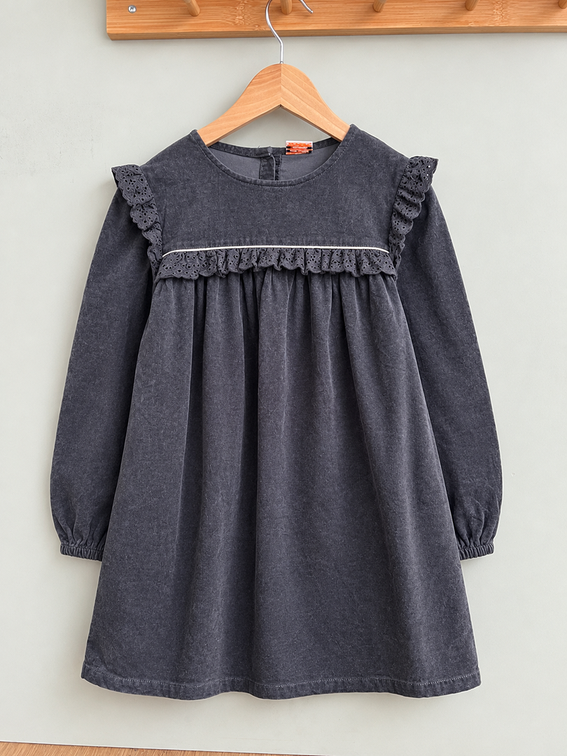 Robe velours côtelé hiver Fille Tape à l'œil Manches Longues 8 Ans