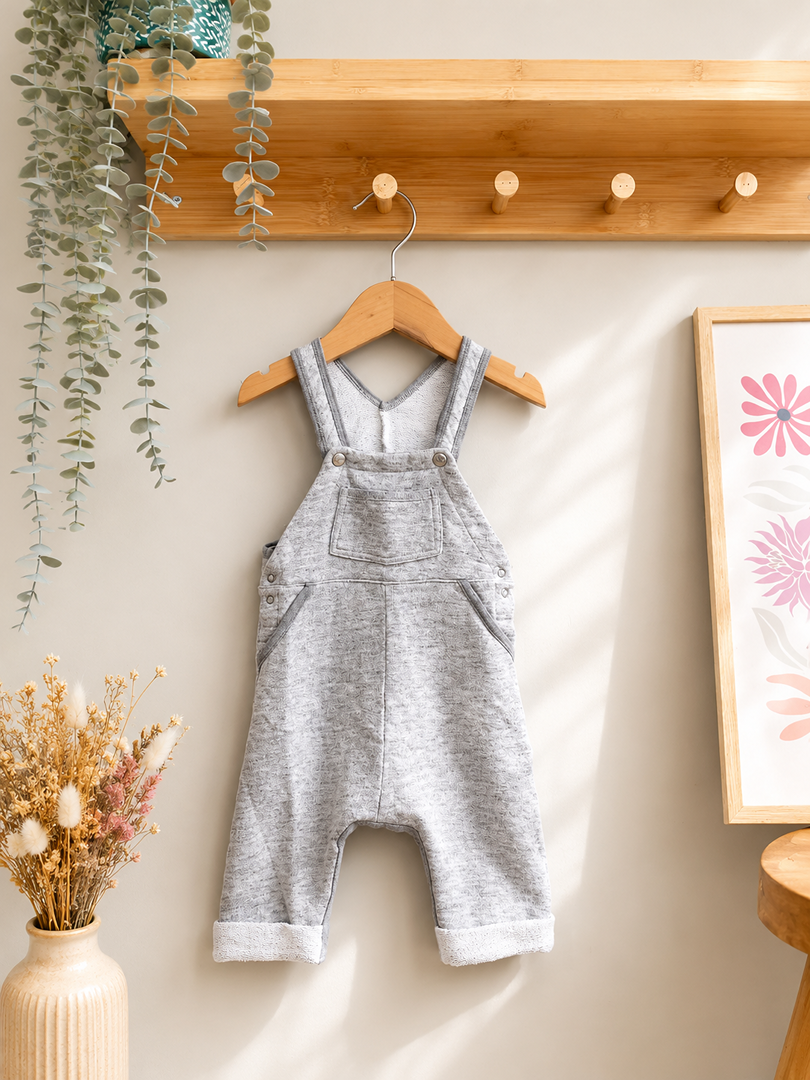 Salopette Petit Bateau grise 6 mois garçon mi-saison