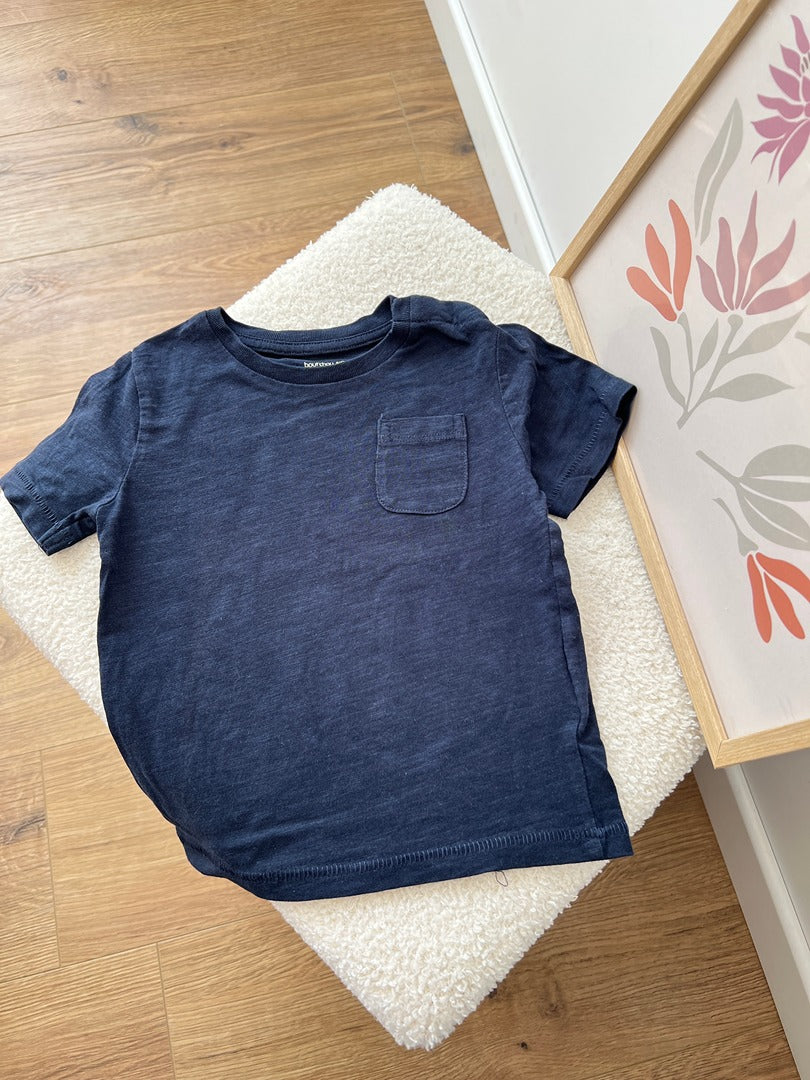 T-shirt Bout'chou Bio bleu marine 12 mois garçon été manches courtes